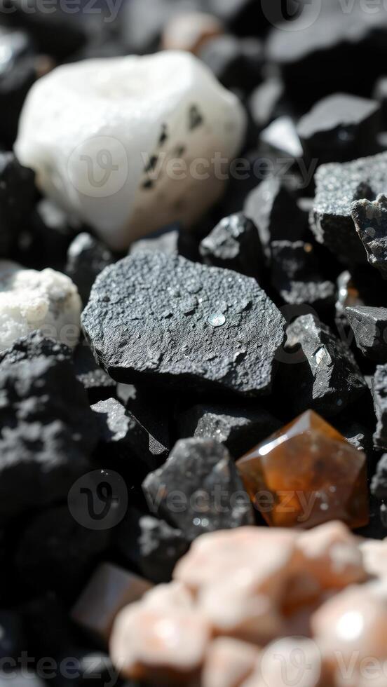 Black and white stones with a hint of orange photo