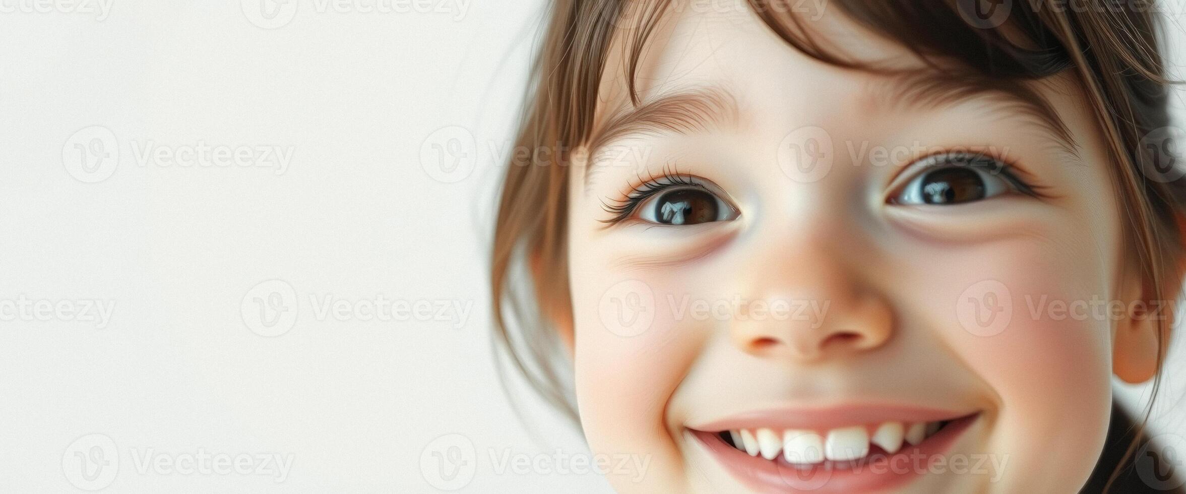 Portrait of a Smiling Little Girl with Brown Eyes photo