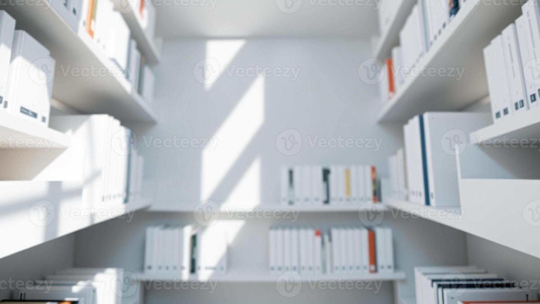 White Bookshelf with Books in Blur photo