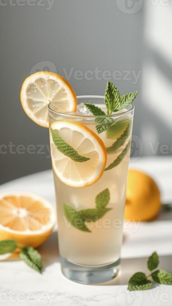 Refreshing Lemonade with Mint and Lemon Slices photo