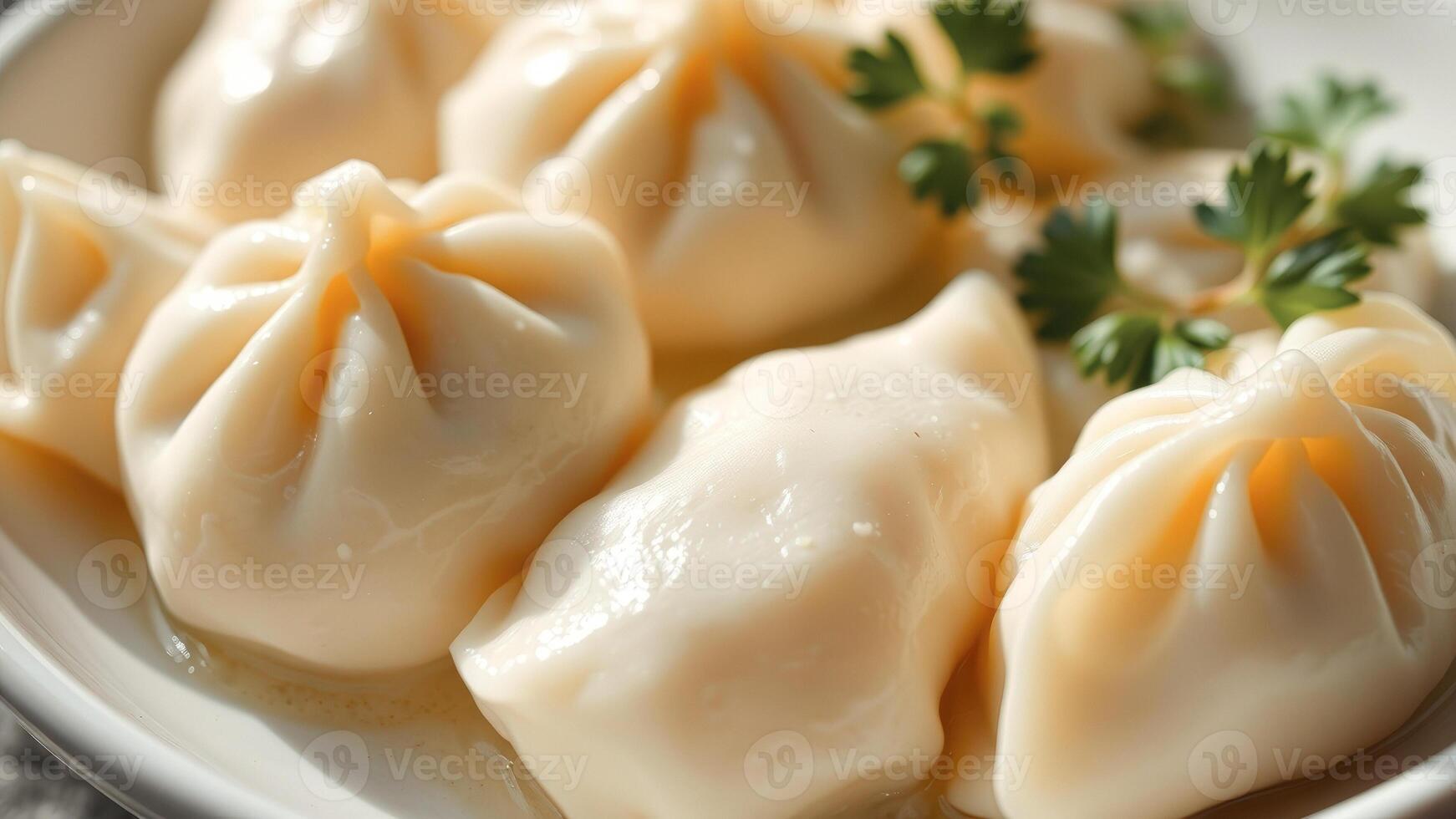 Close-up of Dumplings with Parsley photo