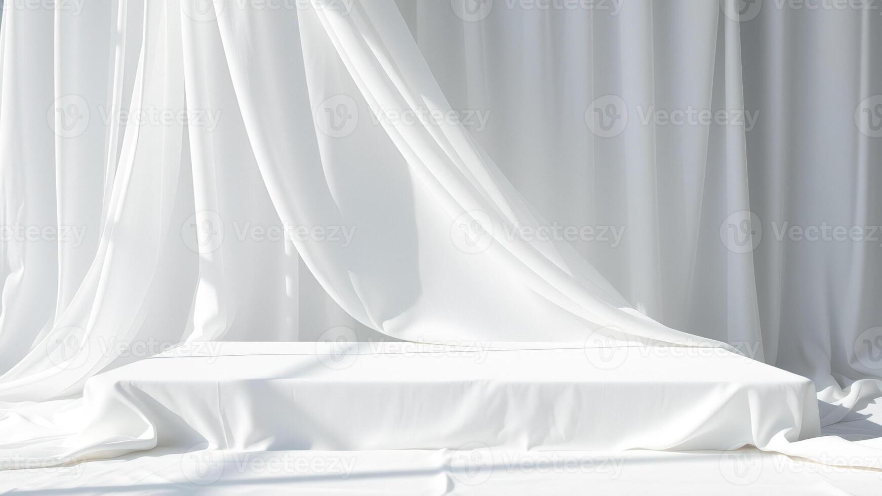 Minimalist White Fabric Background with Platform photo