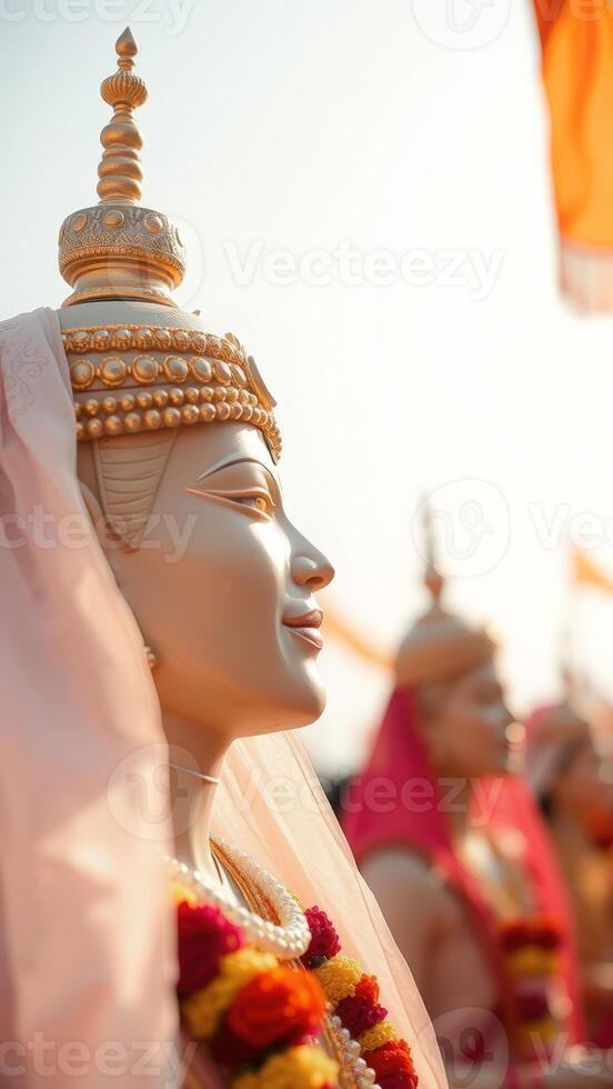 Closeup of a beautiful hindu goddess statue photo