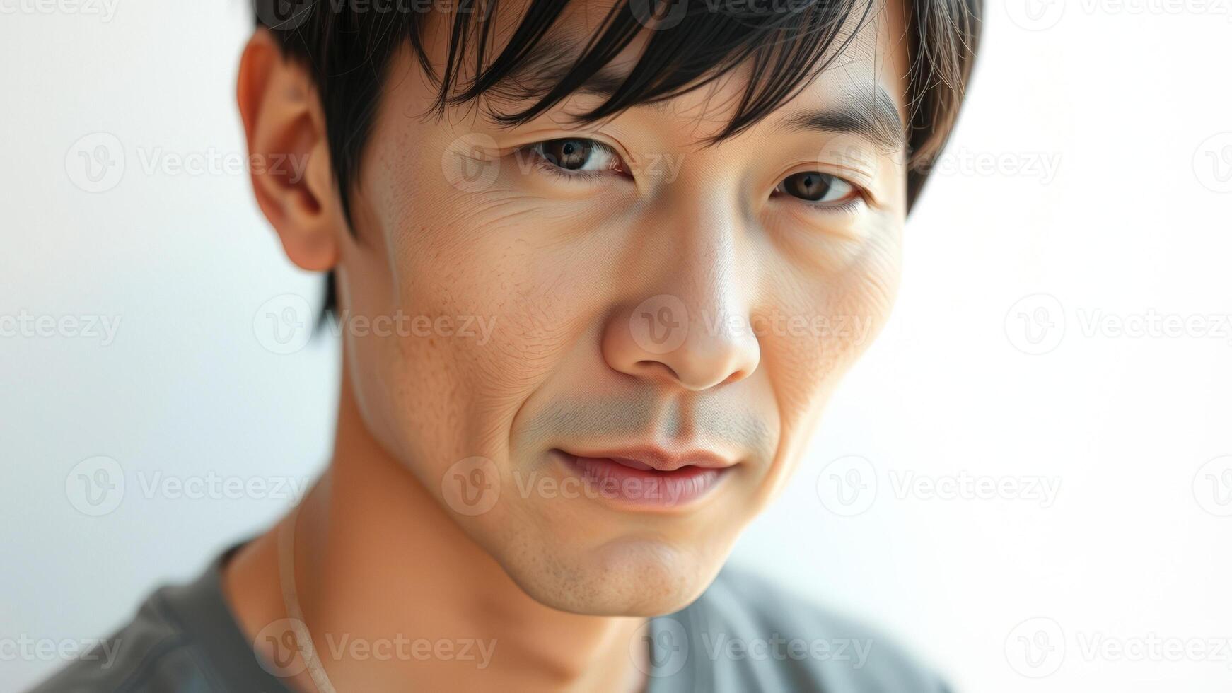 Close-up portrait of a young man with a subtle smile photo