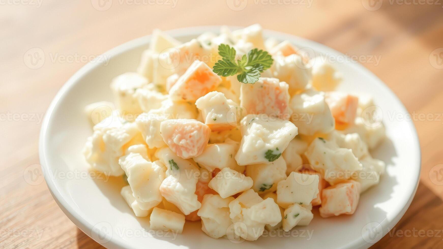 Potato Salad with Parsley in White Bowl photo