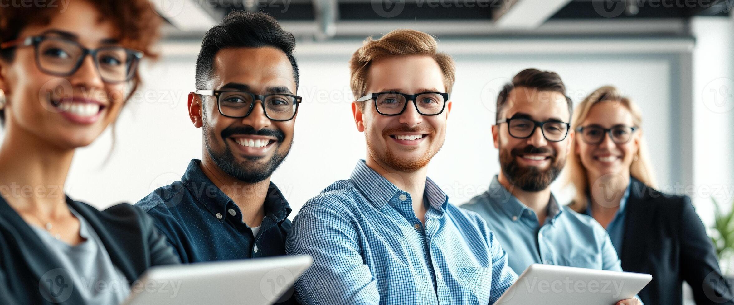 Diverse group of professionals working together on a project photo