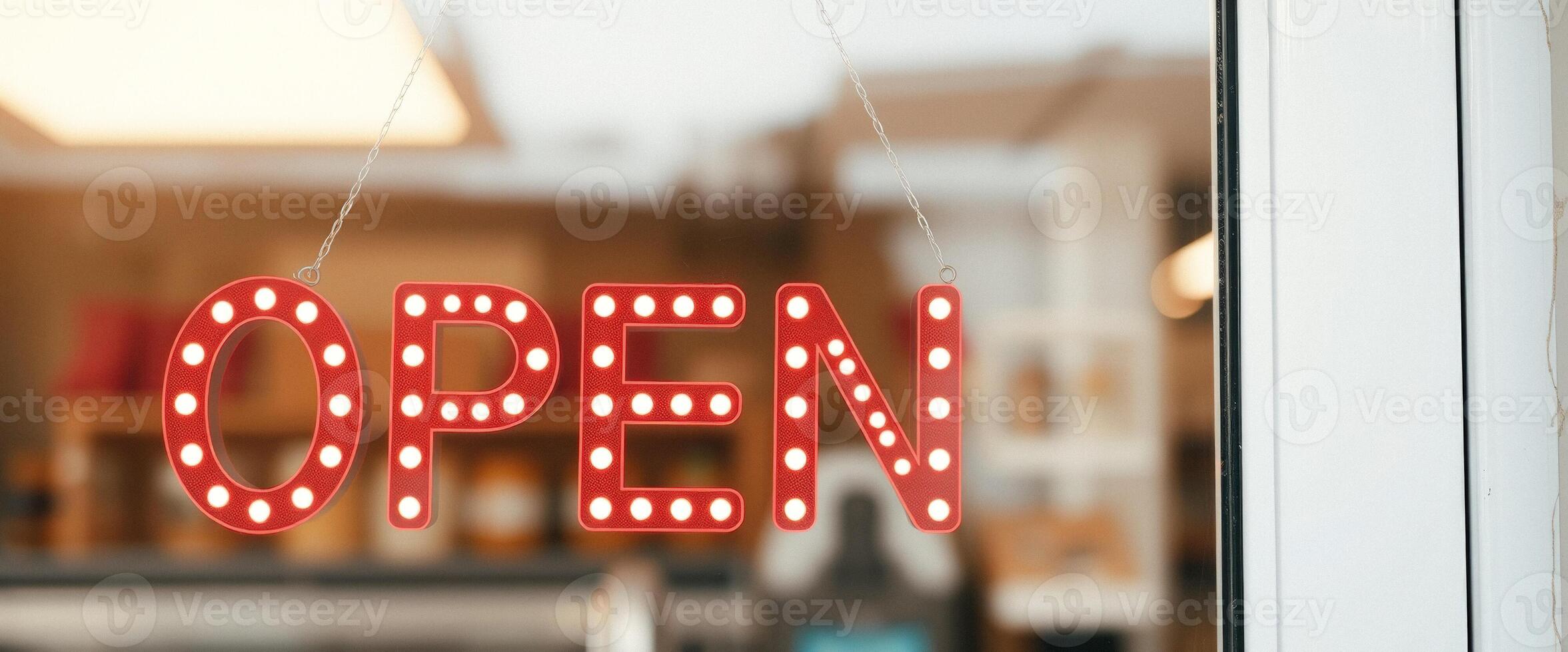 Open Sign Hanging in Window photo