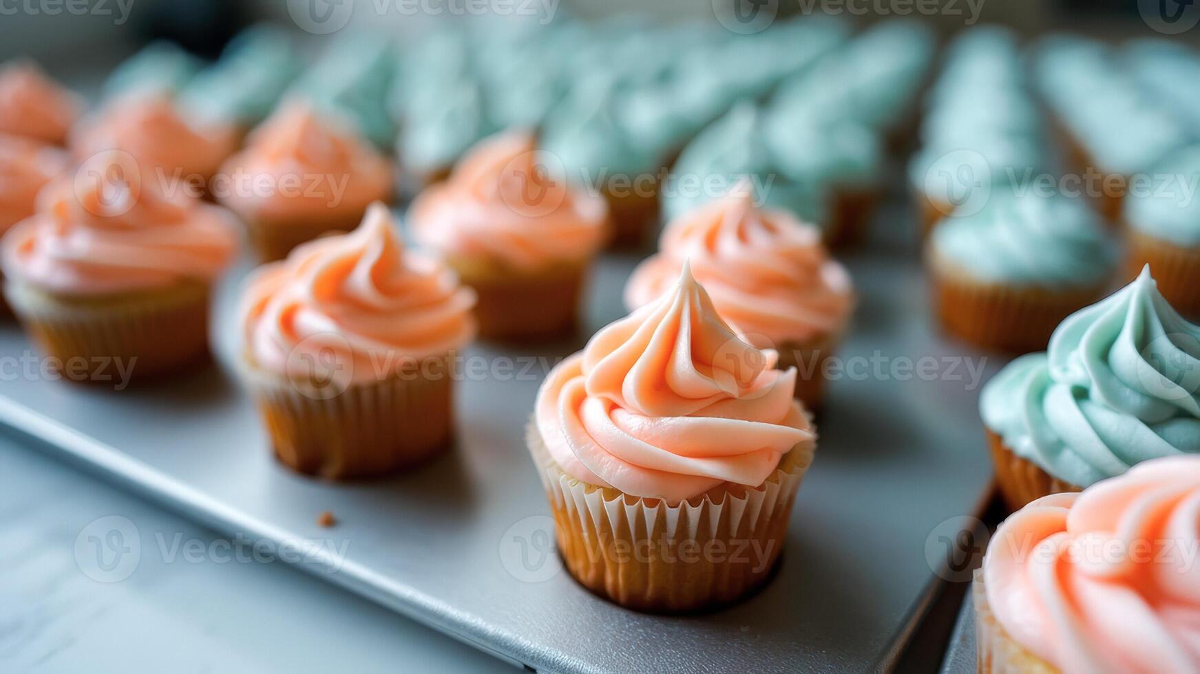 Pink and Blue Frosting Cupcakes photo