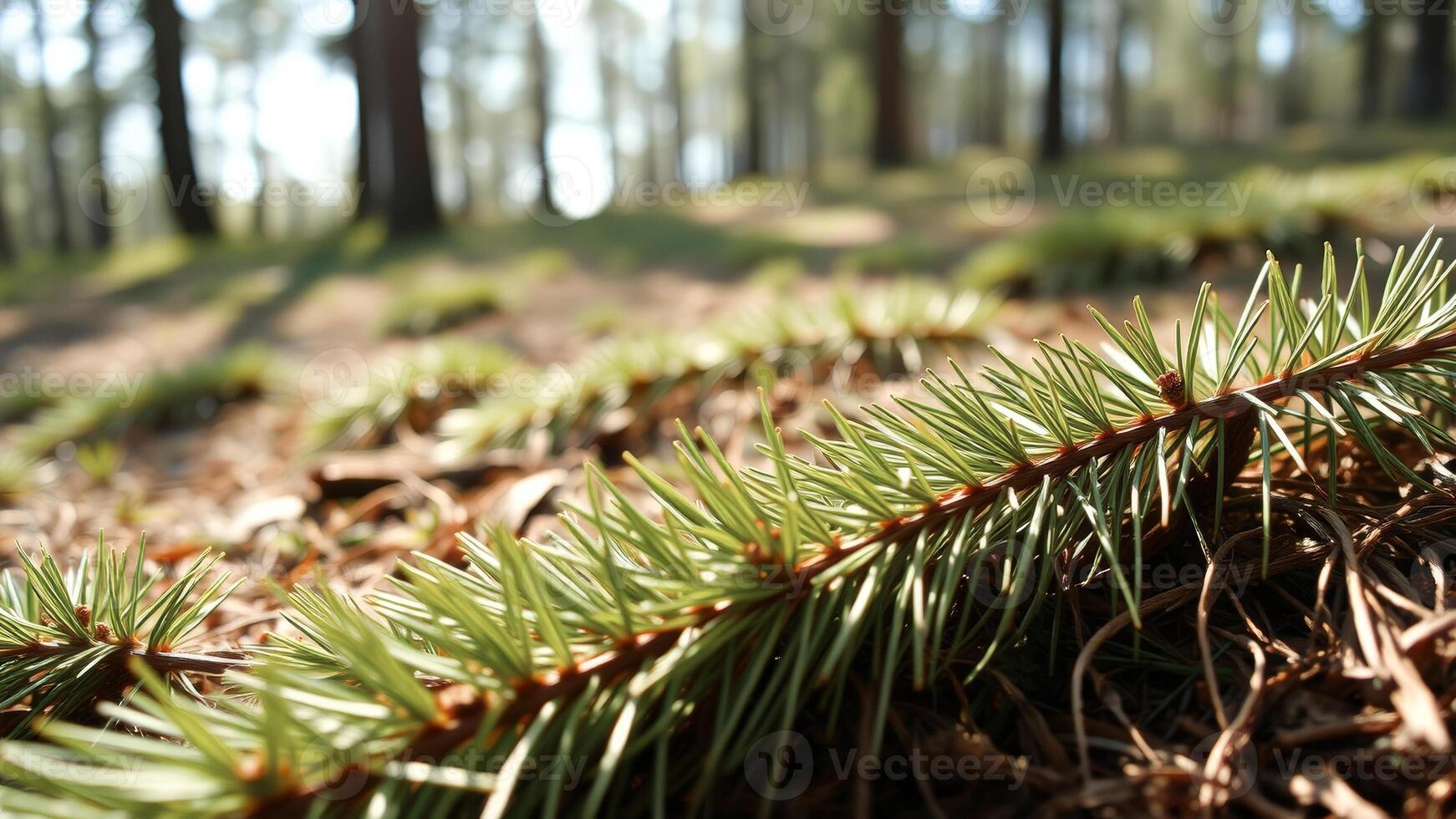 Pine needles in a forest photo