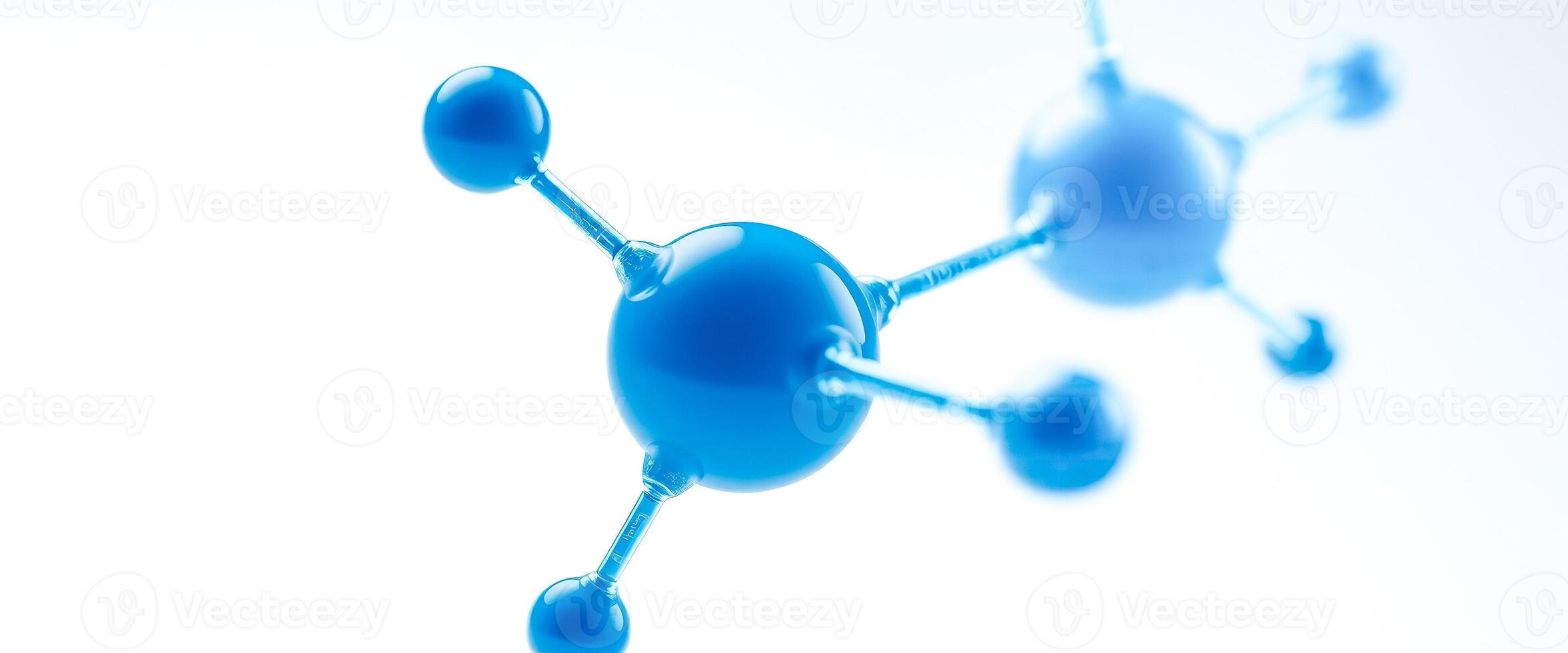Blue Molecular Structure on White Background photo