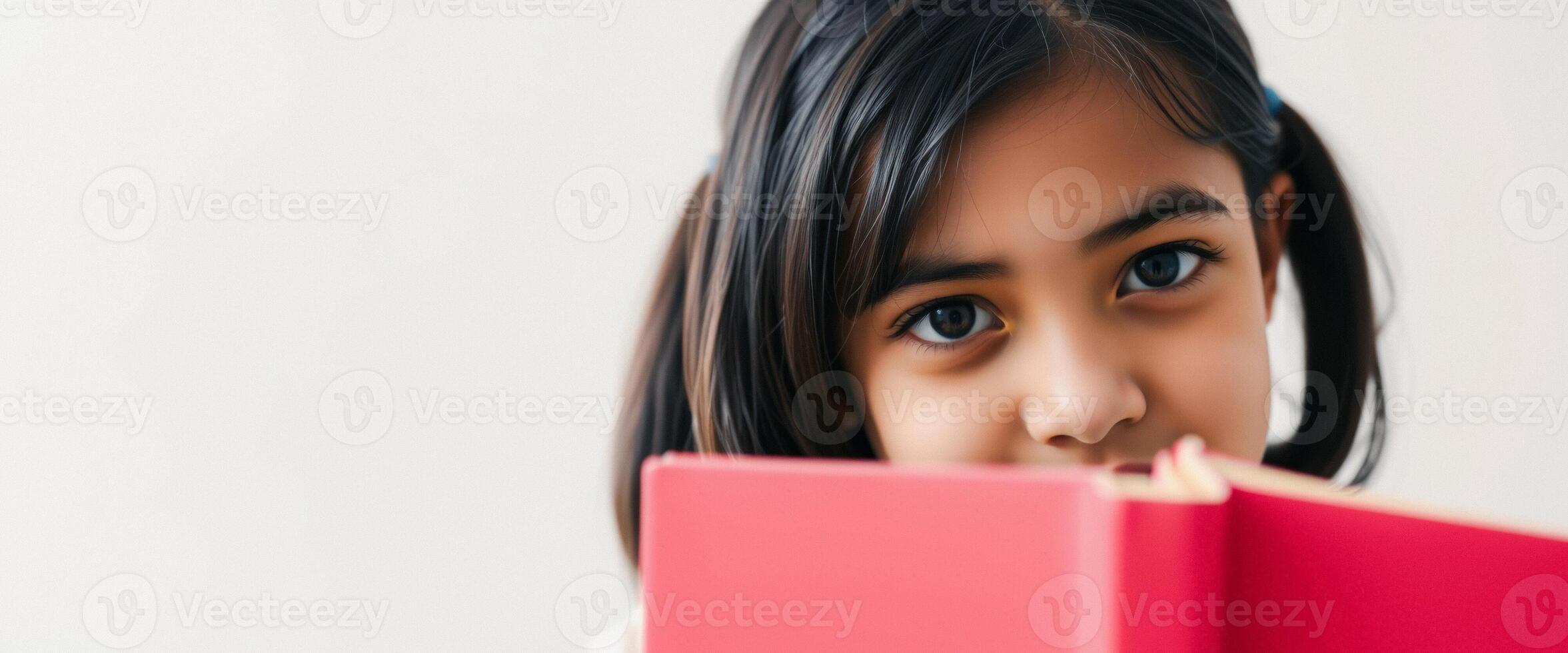 Young girl reading a book photo