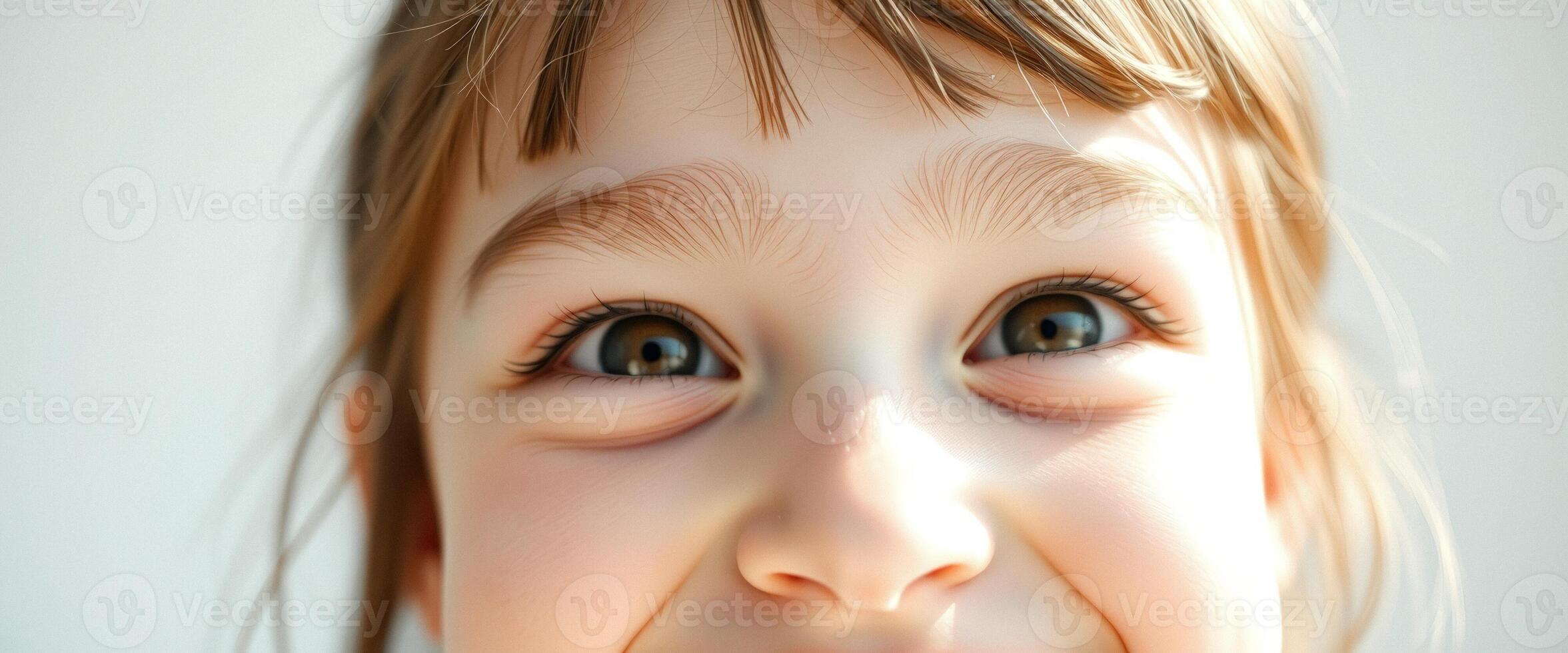 Little Girl's Close Up Portrait with Brown Eyes and Blonde Hair photo