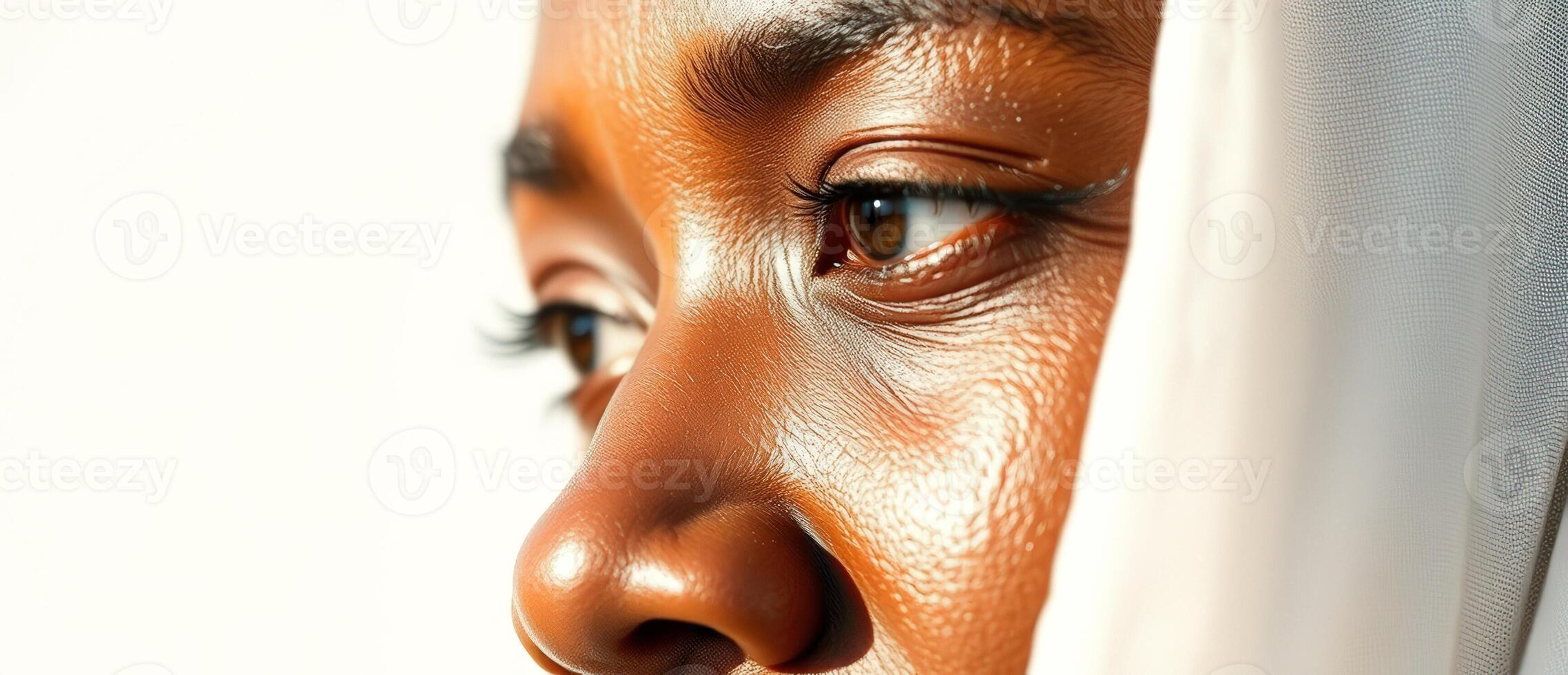 Close Up of Woman's Eye and Nose with Veil photo