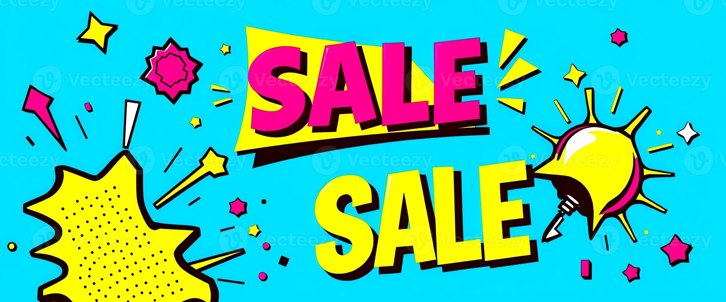 Pop Art Sale Banner with Exploding Stars photo