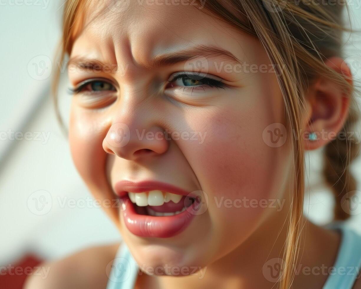 Portrait of a young girl with a bright smile photo