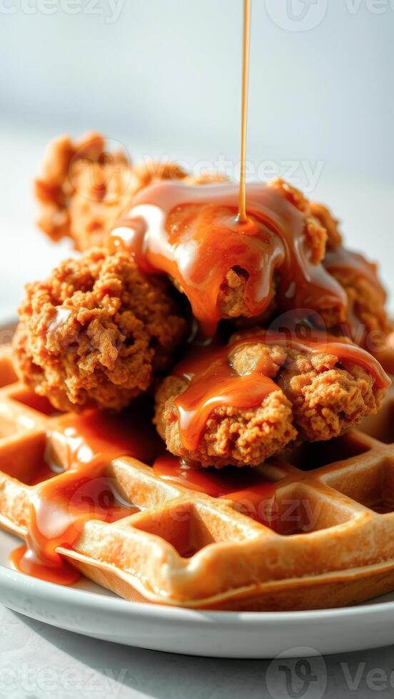Caramel Drizzled Chicken and Waffles photo