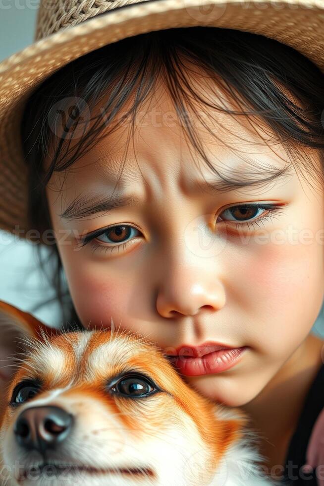 Young Girl With Dog photo