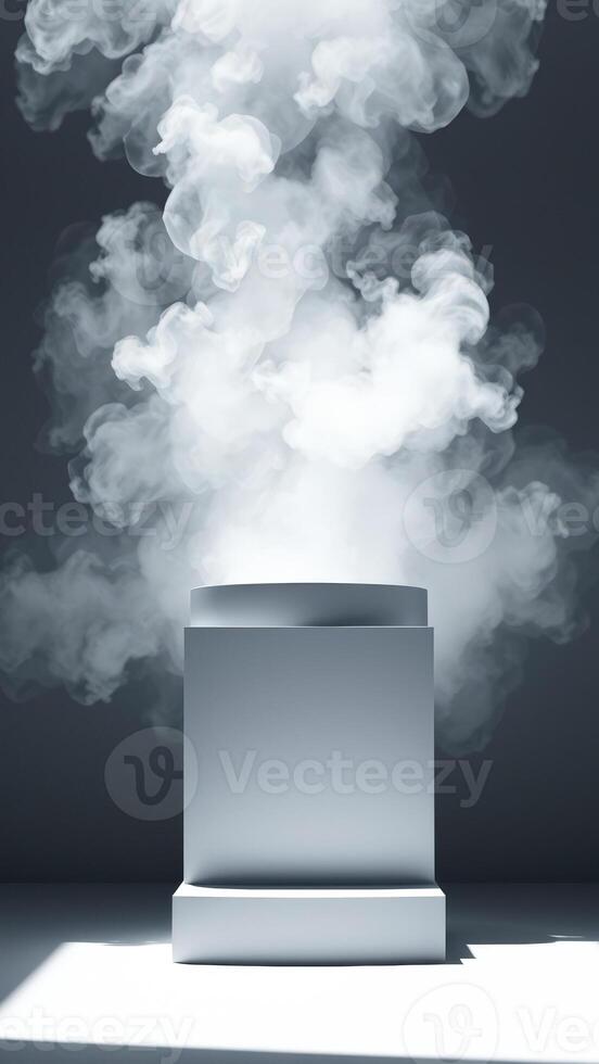 Abstract Minimalist Product Display with Smoke and Light photo
