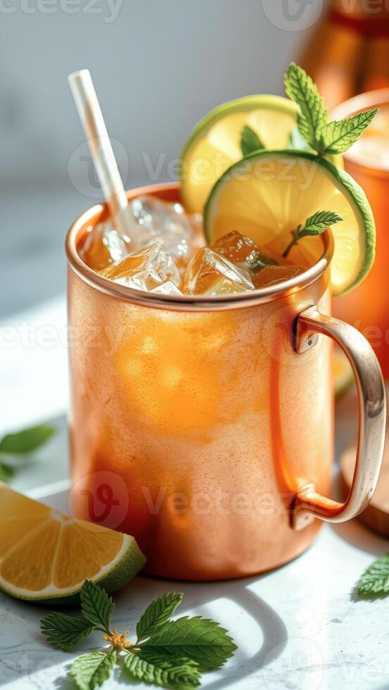 Refreshing Copper Moscow Mule with Lime and Mint photo