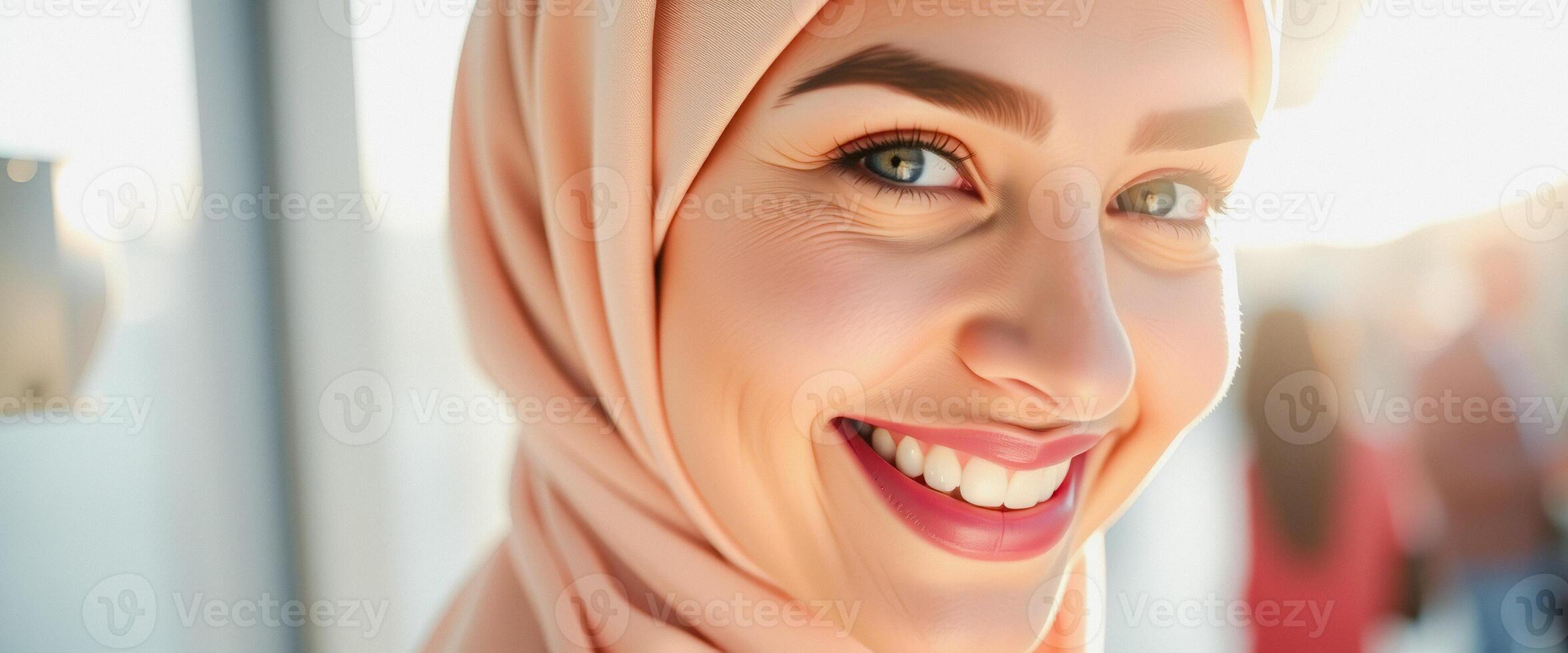 Woman smiling with hijab photo