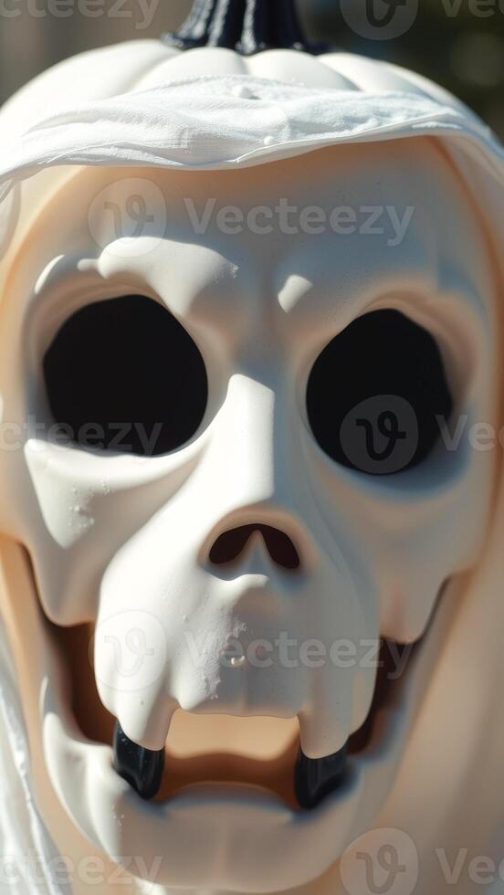 Close-up of a spooky Halloween pumpkin photo