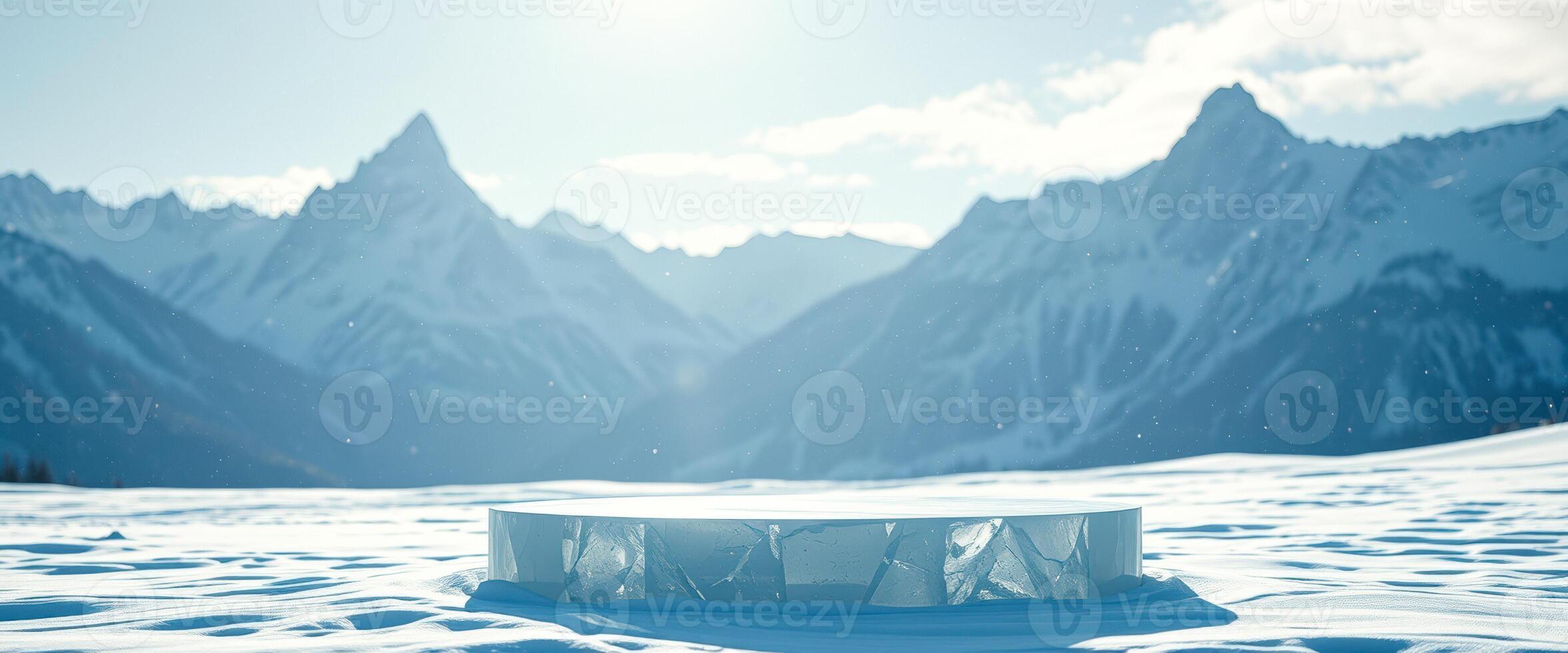 Ice Platform in a Snowy Mountain Landscape photo