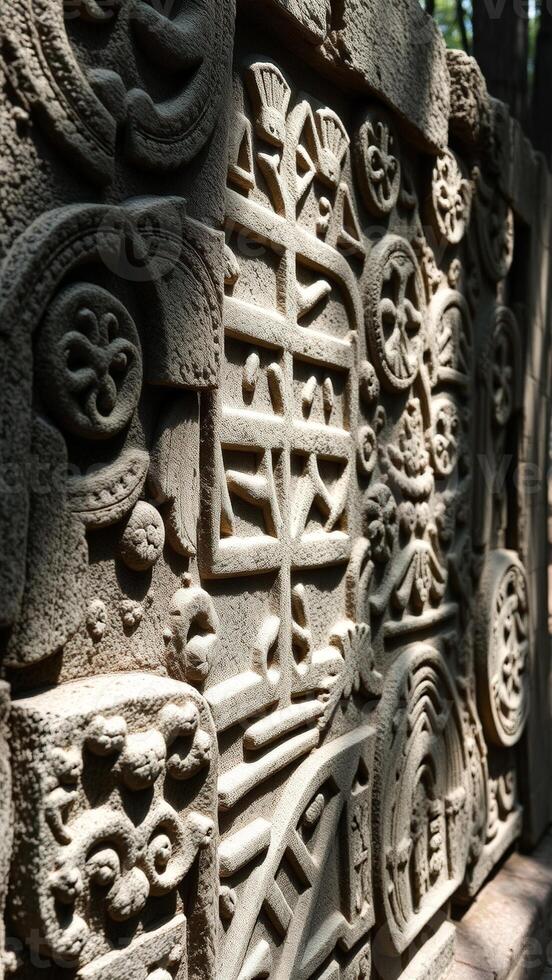 Ancient Stone Carvings with Intricate Details photo