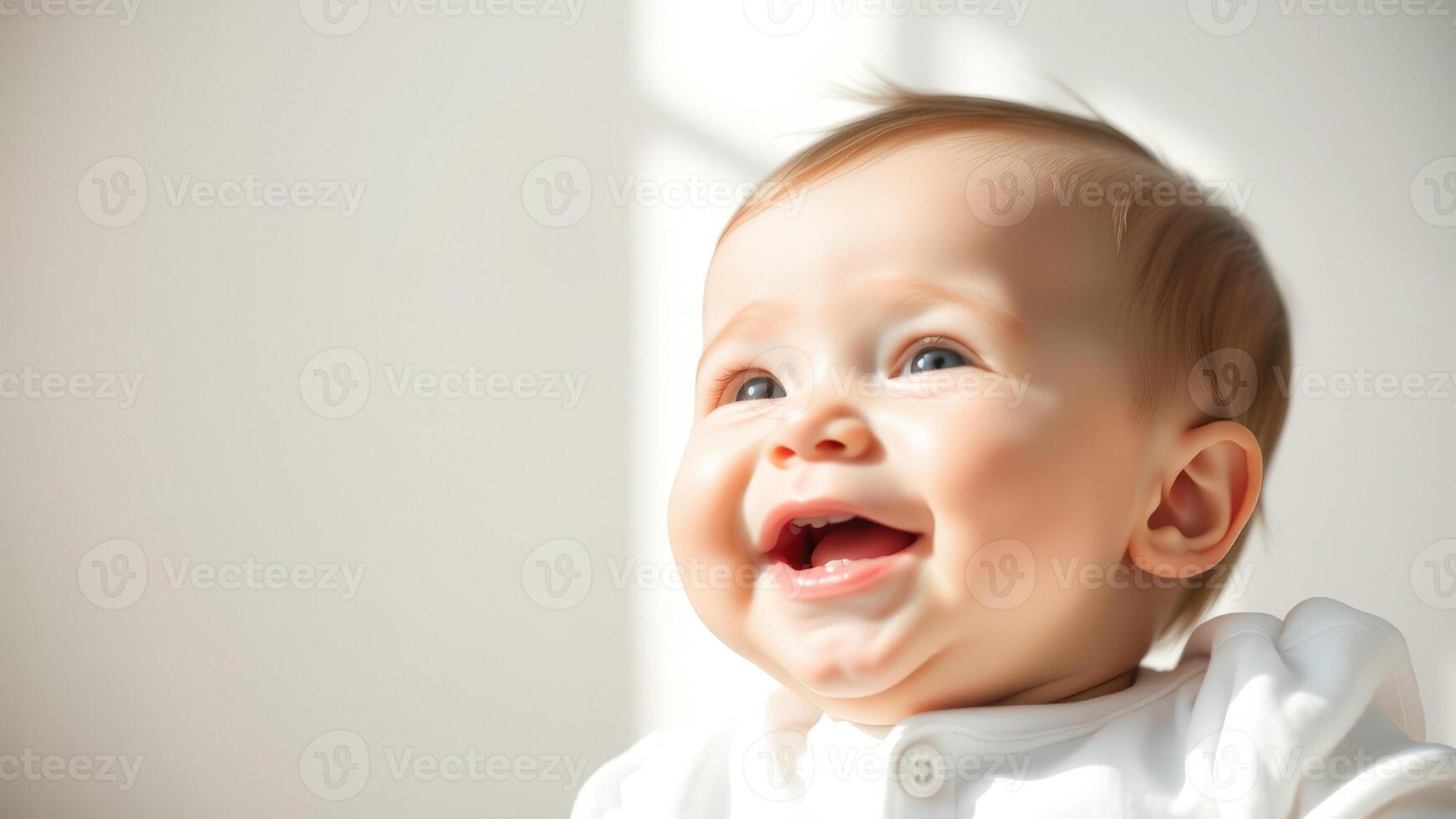 Adorable Baby Laughing and Looking Up photo