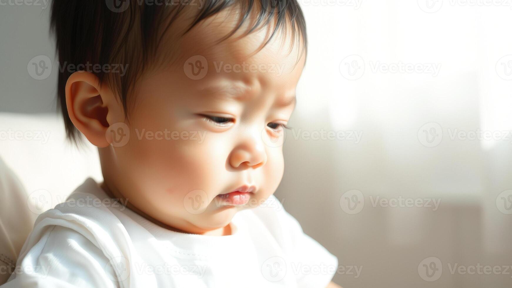 Close Up of a Baby's Face with Soft Focus photo