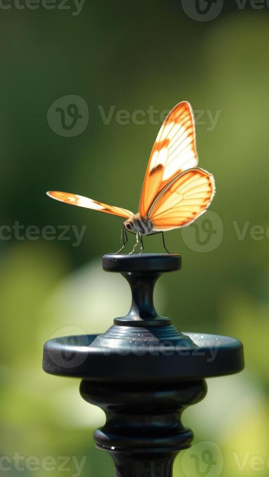 Butterfly on a Black Stand photo