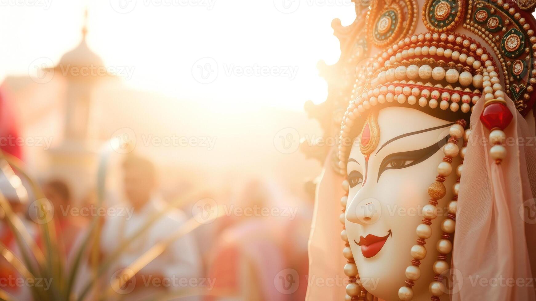 Close Up of a Hindu Deity Statue with a Warm Glow photo