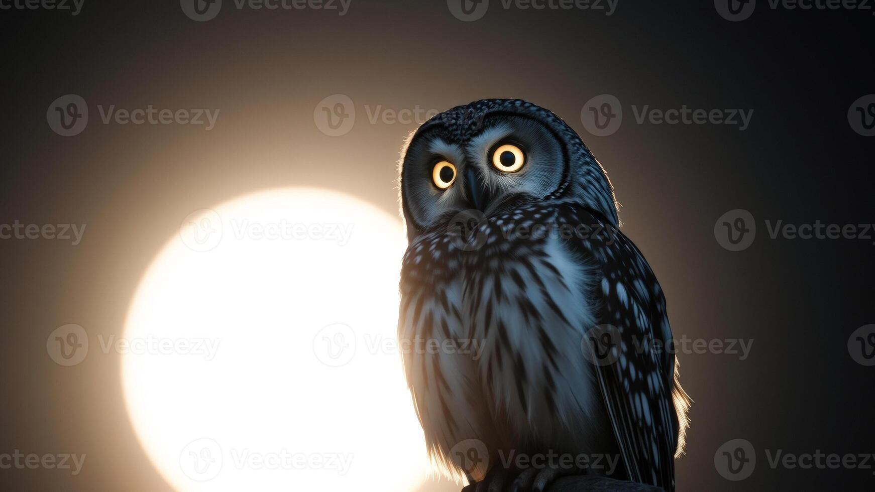 Owl staring at the moon photo