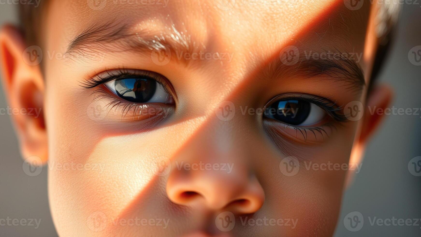 Closeup of a Child's Eye with Sunlight Reflecting photo