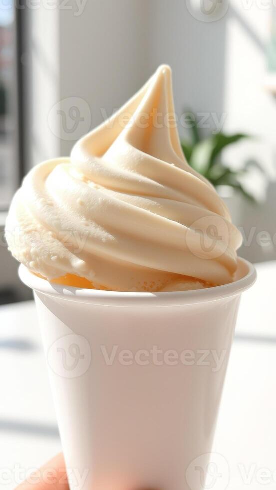 Soft Serve Ice Cream in a White Cup photo