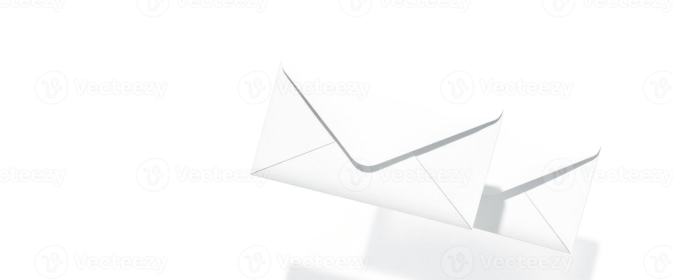 Blank white envelopes on white background photo
