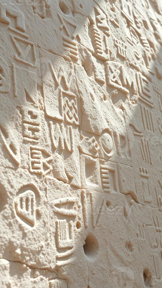 Ancient Stone Carving with Intricate Patterns photo
