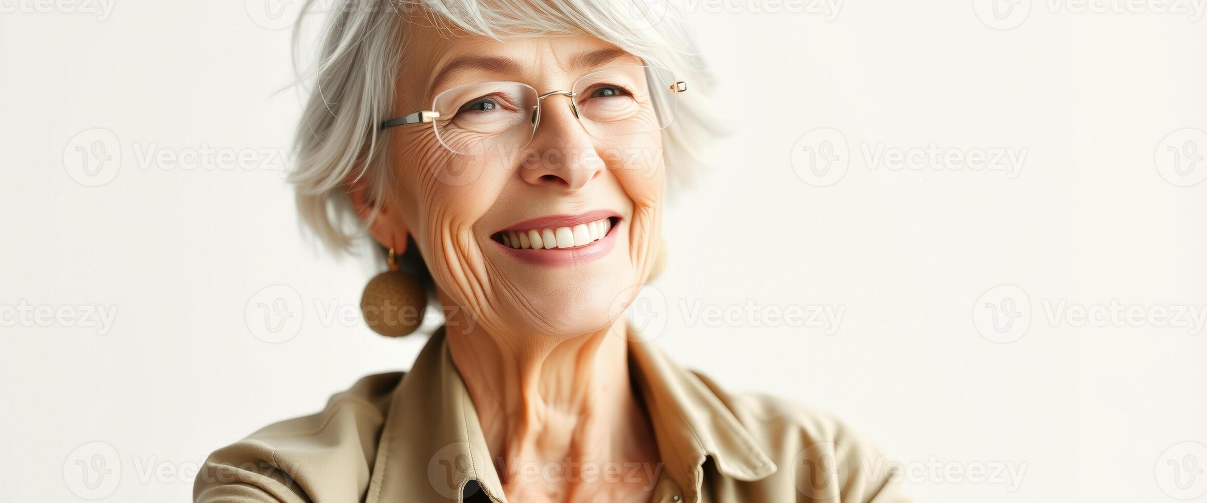 Portrait of a smiling senior woman with glasses photo