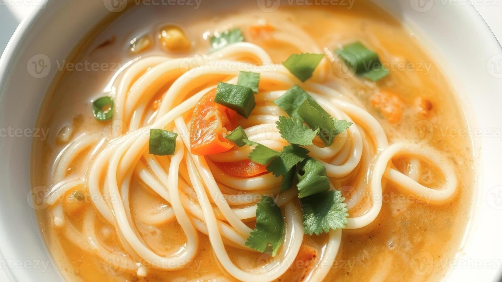 Close Up of Delicious Noodle Soup photo