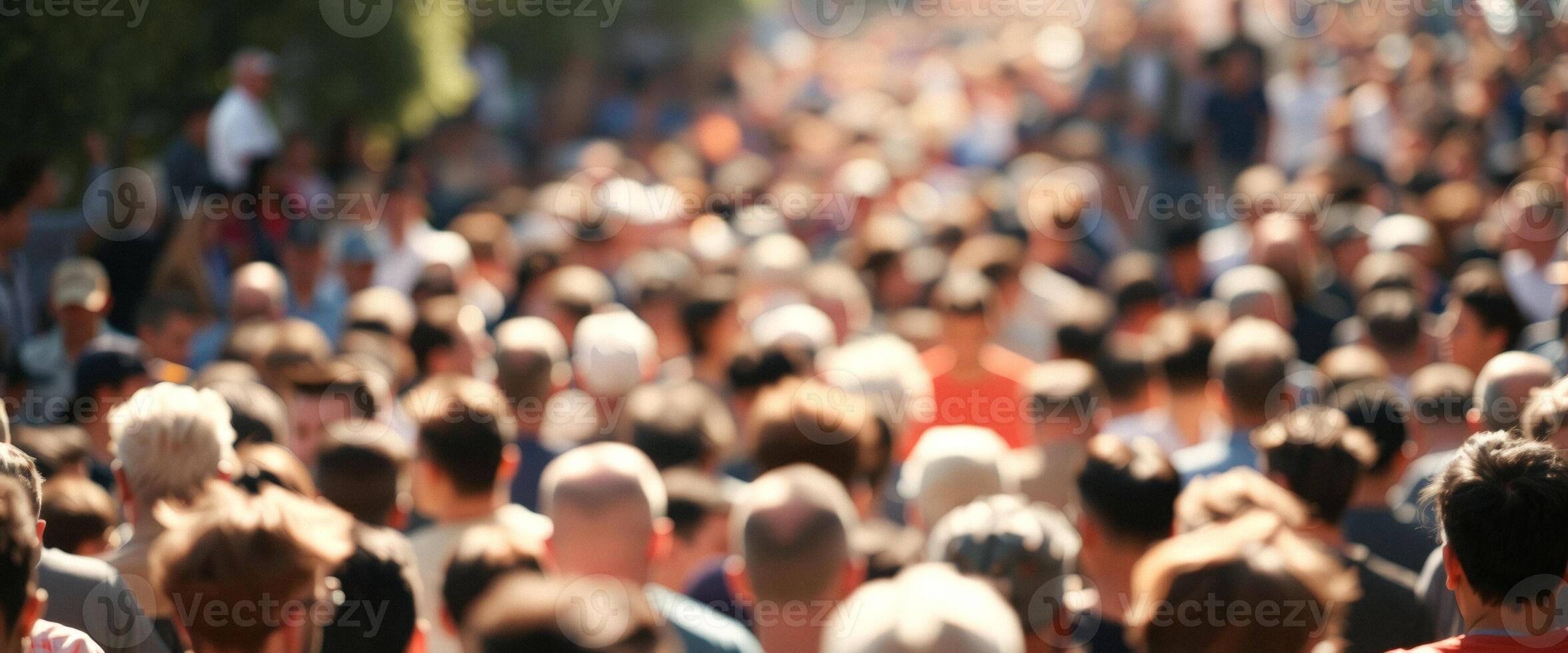 Blurred Crowd of People in a Public Space photo