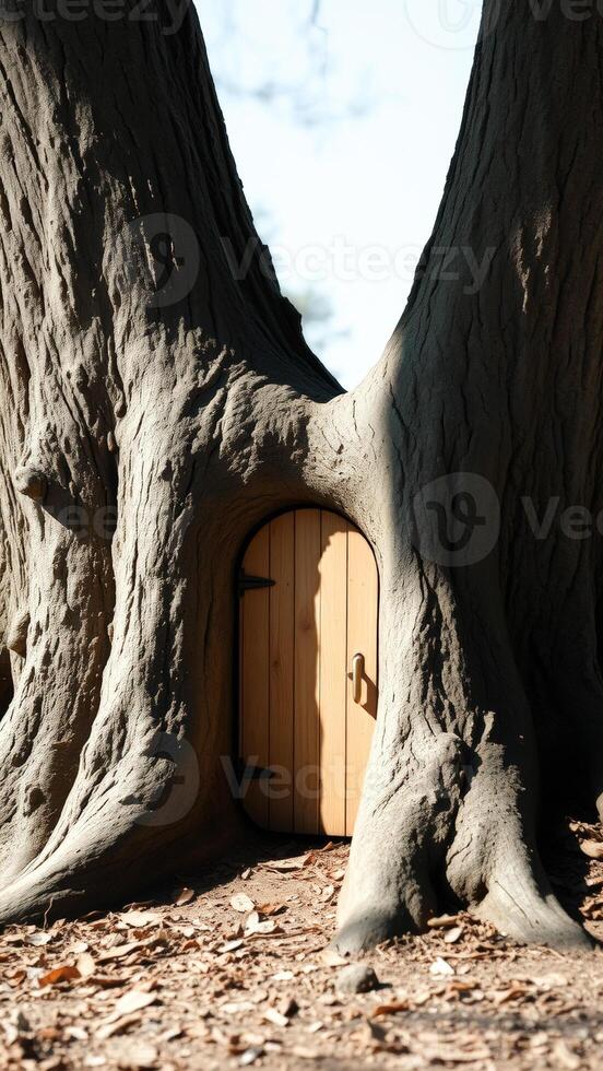 Wooden Door in a Tree Trunk photo