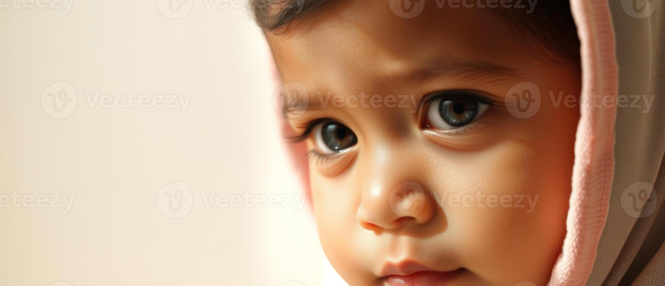 Close up of a baby's face photo