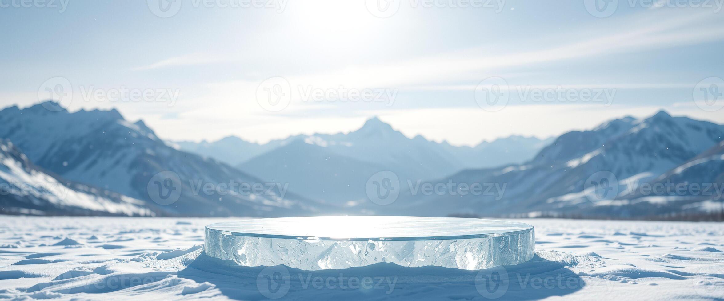 Ice Platform in Snowy Mountains photo