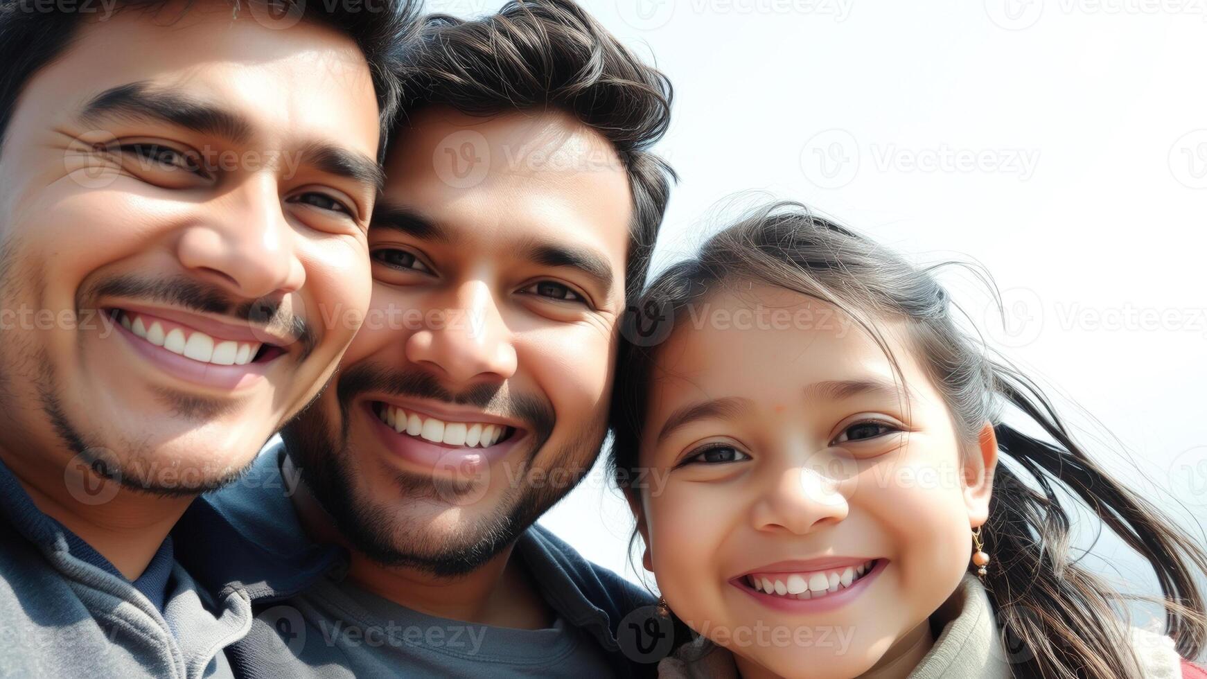 Happy family portrait of three people photo