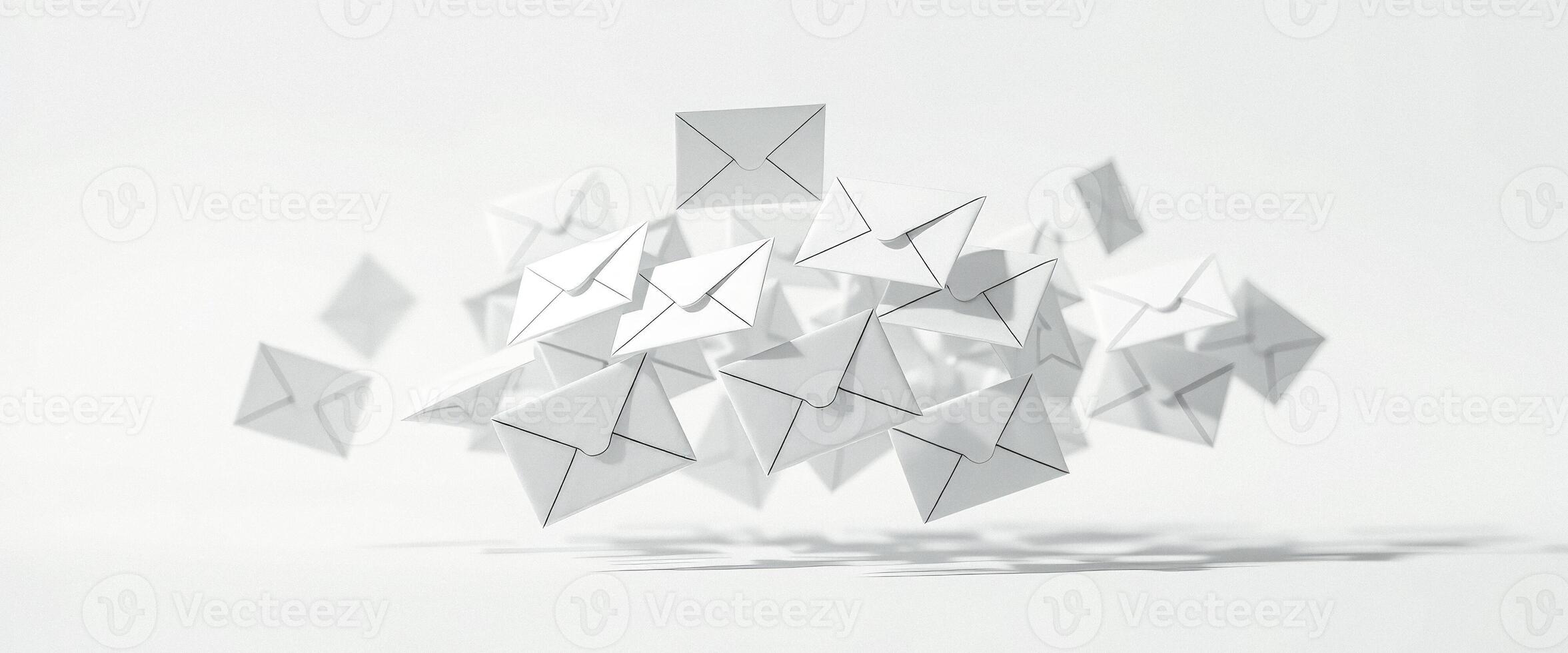 White Envelopes Floating in the Air photo