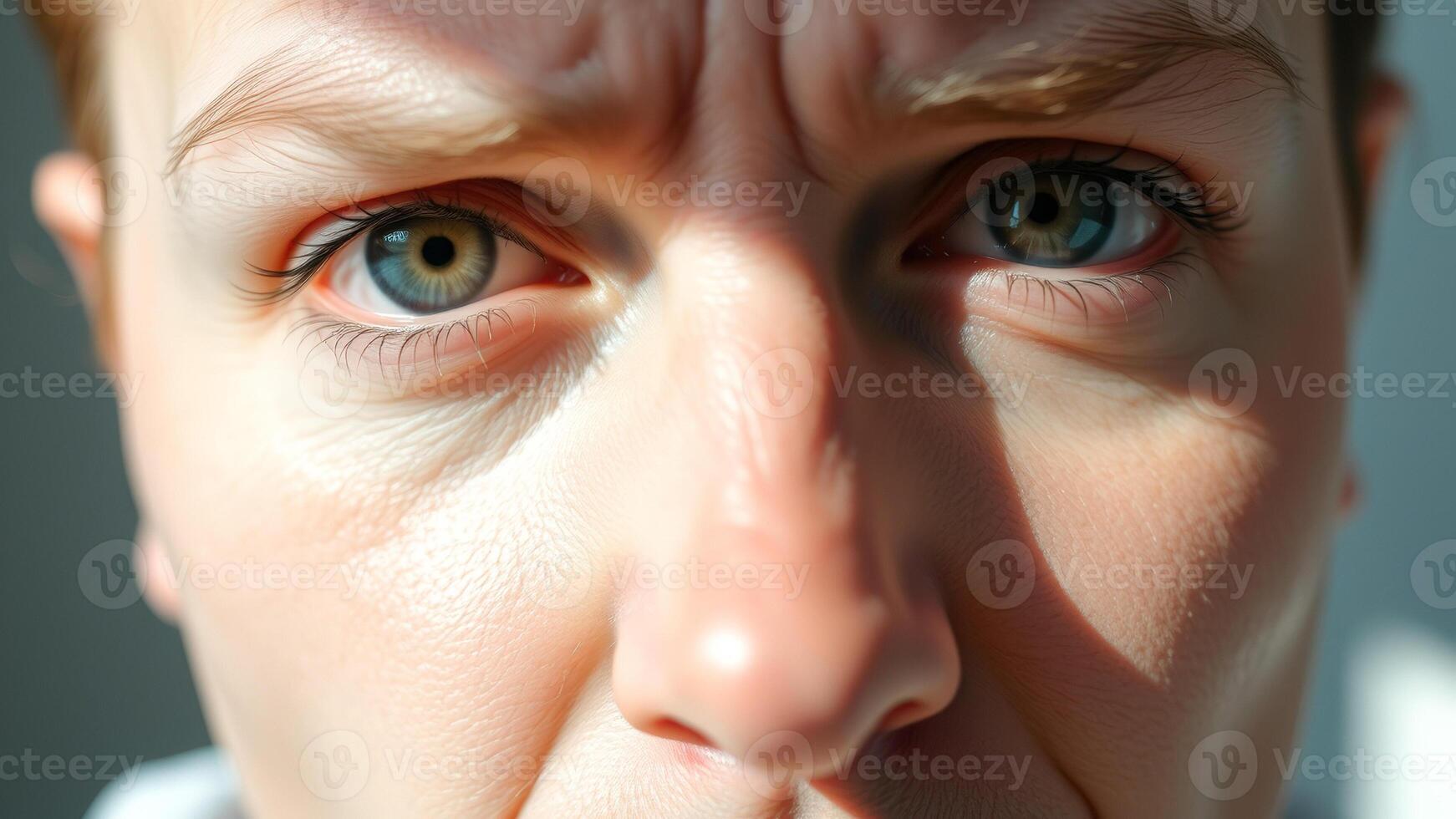 Closeup of a person's face with a focused look in their eyes photo