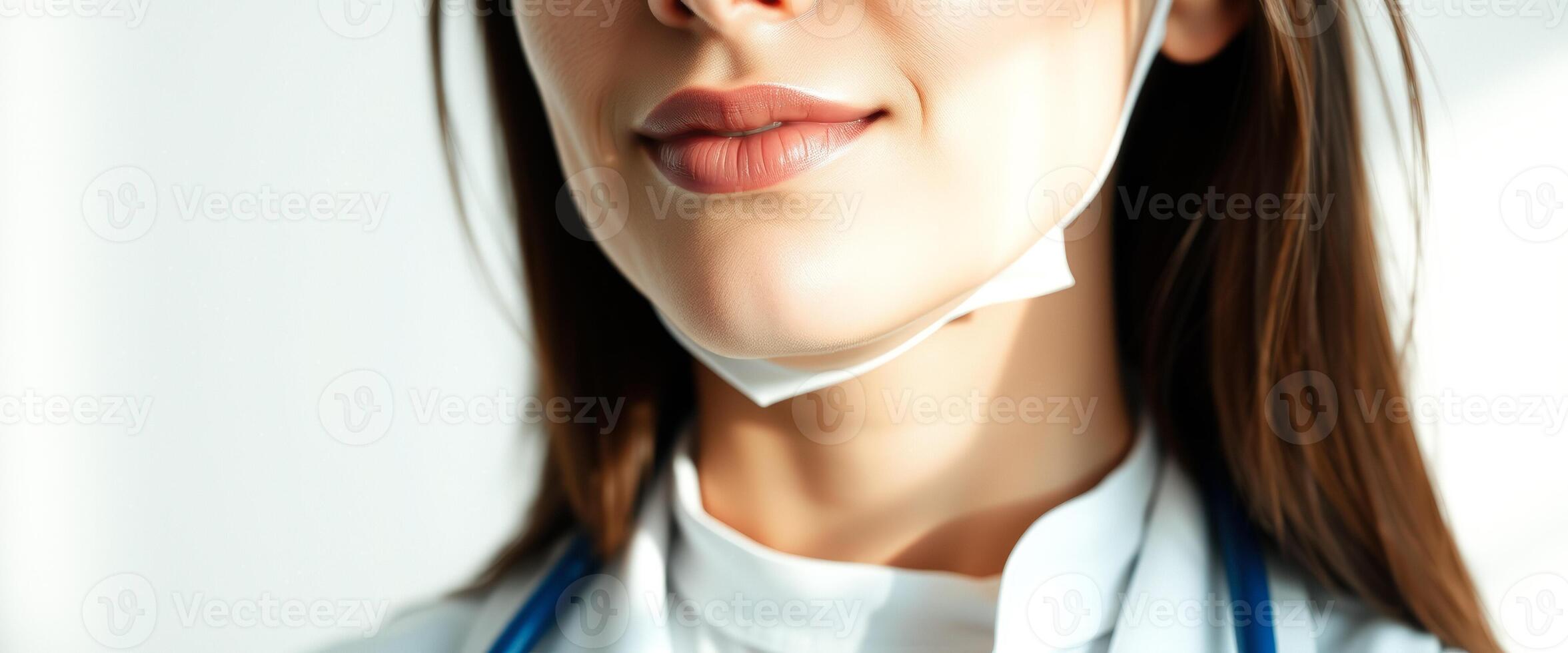 Closeup of a Female Doctor's Face with a Protective Mask photo