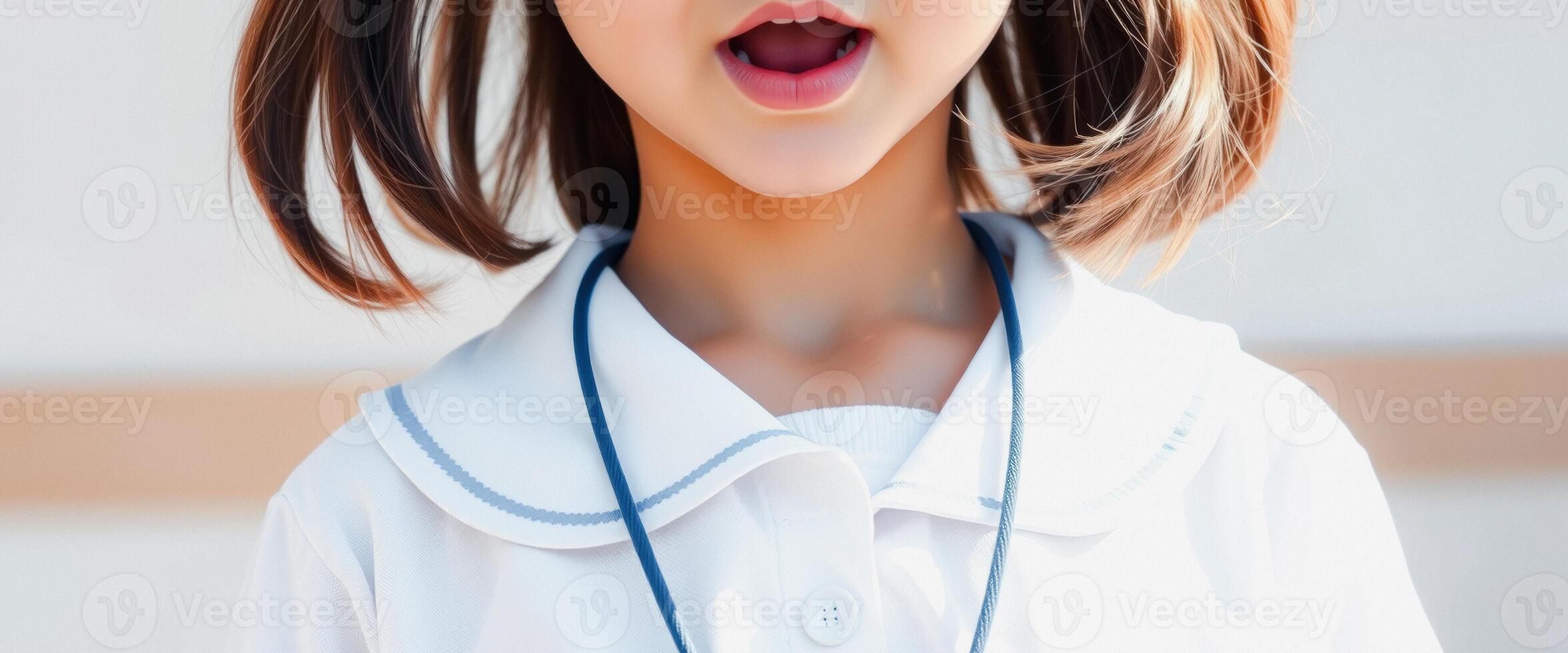 Portrait of a girl with open mouth photo