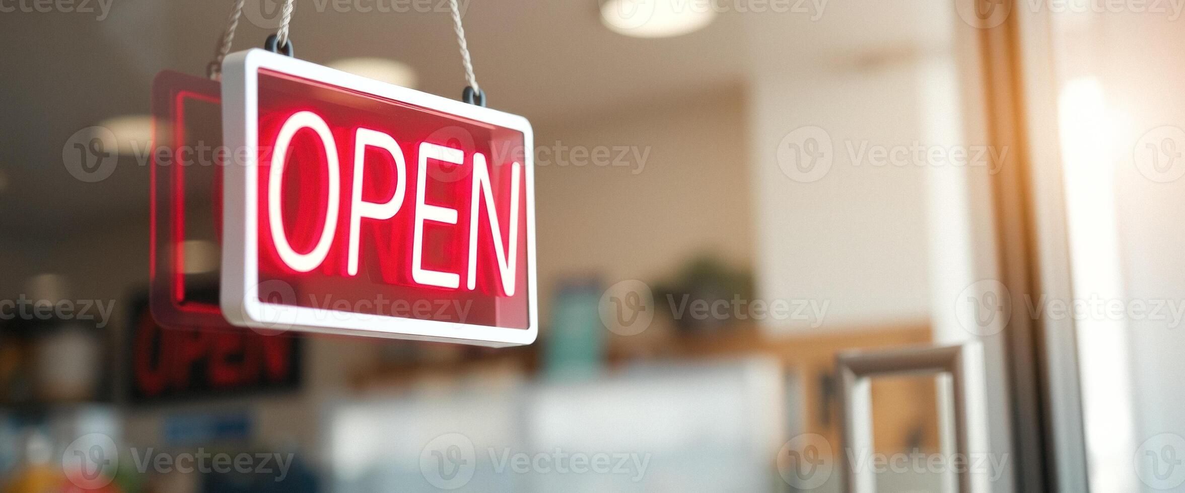 Open Sign Hanging in Window photo