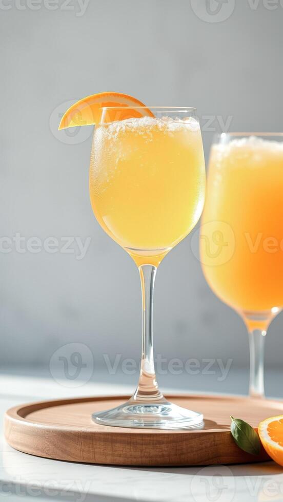 Orange Juice Cocktail in a Wine Glass photo