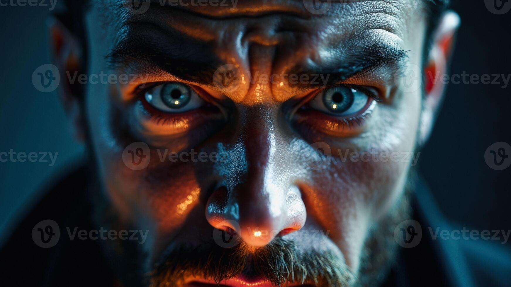 Close-up Portrait of a Man's Face with Intense Eyes photo